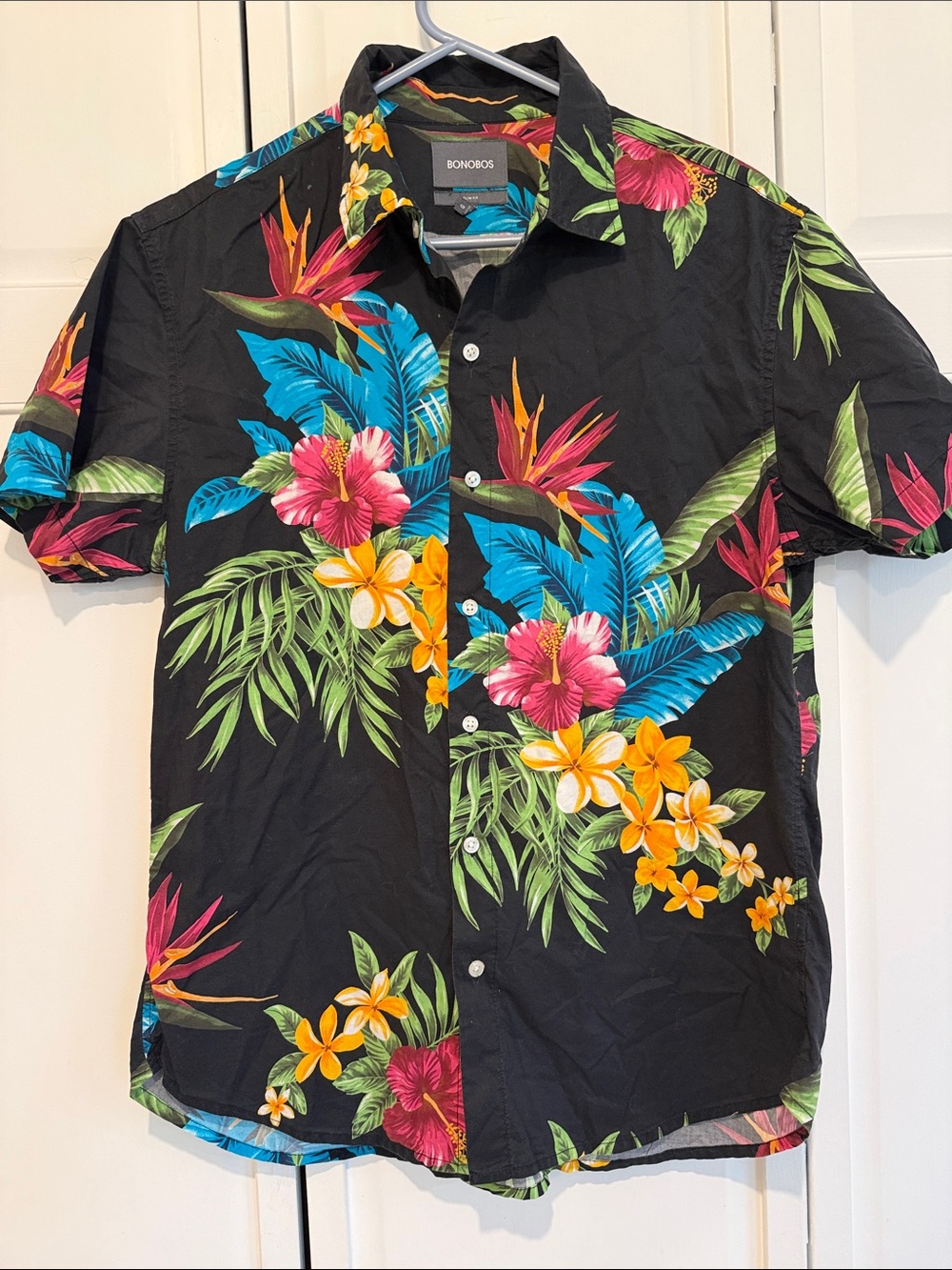 Bonobos Black Short-Sleeve Hawaiian Floral Button-Down Shirt